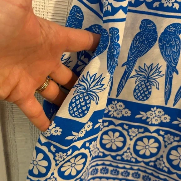 Boden Leah Jersey Cotton T-shirt Dress cerulean blue ornate tropic NWT SZ 8P - Picture 6 of 7